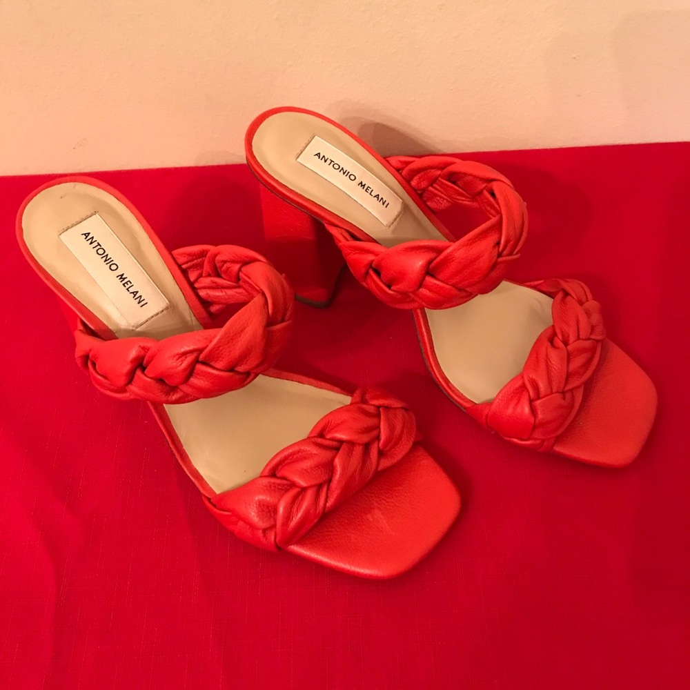 ANTONIO MELANI Red Braided Sandals